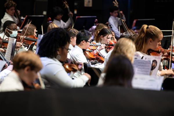 Students performing at the 2023-2024 All County Orchestra Concert